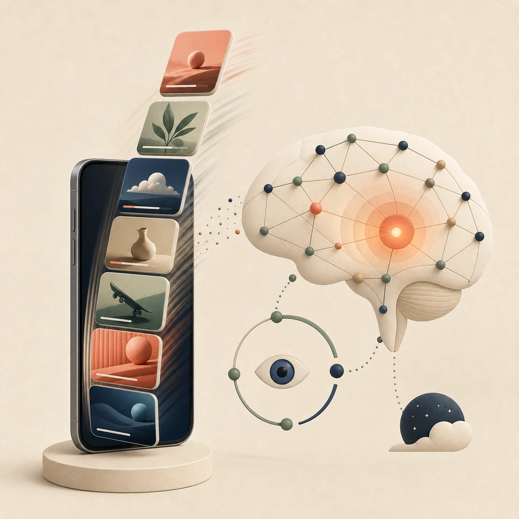 Short-form video feed connected to attention, reward, and sleep mechanisms in the brain